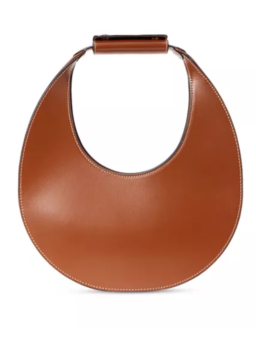 STAUD Moon Leather Saddle Bag in Tan